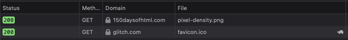 Screenshot showing network panel showing the pixel-density.png image being loaded