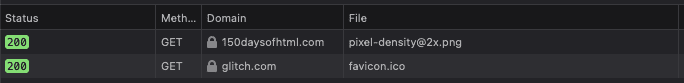 Screenshot showing network panel showing the pixel-density@2x.png image being loaded