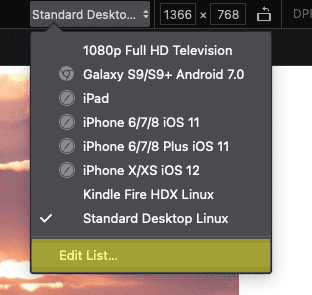 Screenshot with “Edit list” menu option highlighted